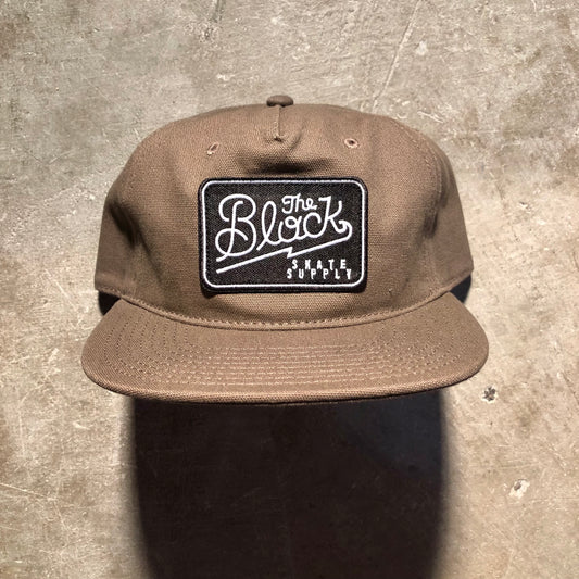 Block - Diner Logo Patch Unstructured Canvas Snapback Hat - Chocolate
