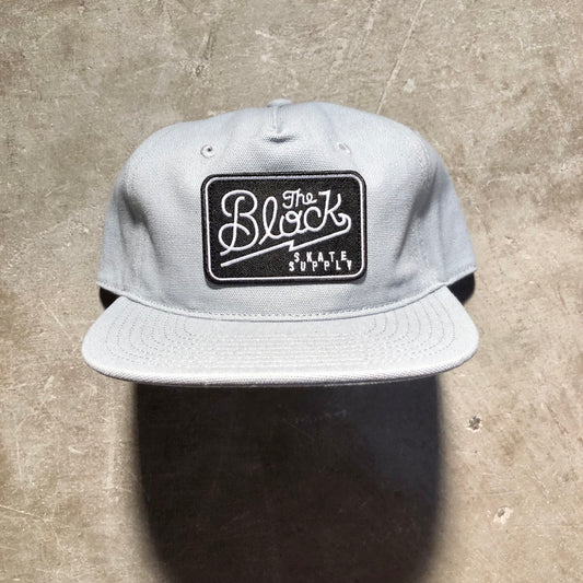 Block - Diner Logo Patch Unstructured Canvas Snapback Hat - Light Slate