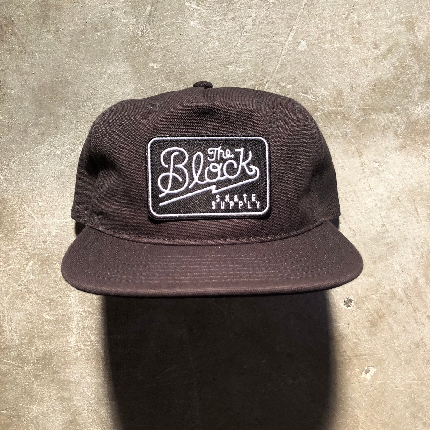 Block - Diner Logo Patch Unstructured Canvas Snapback Hat - Washed Black