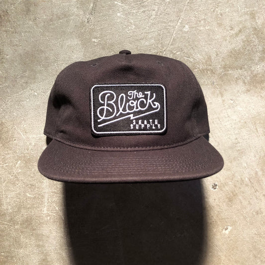 Block - Diner Logo Patch Unstructured Canvas Snapback Hat - Washed Black