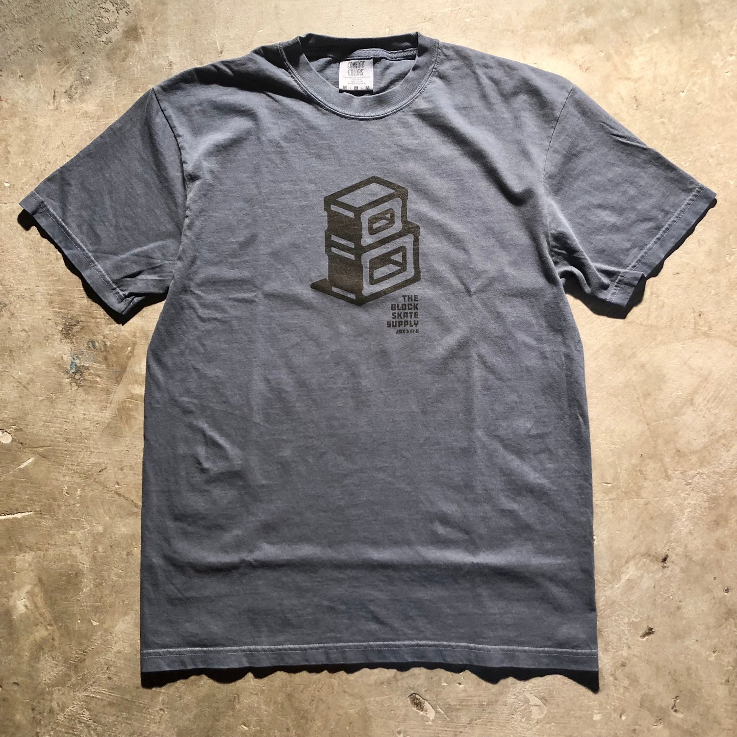 Block - Roots Centerpiece Logo Tee - Washed Blue