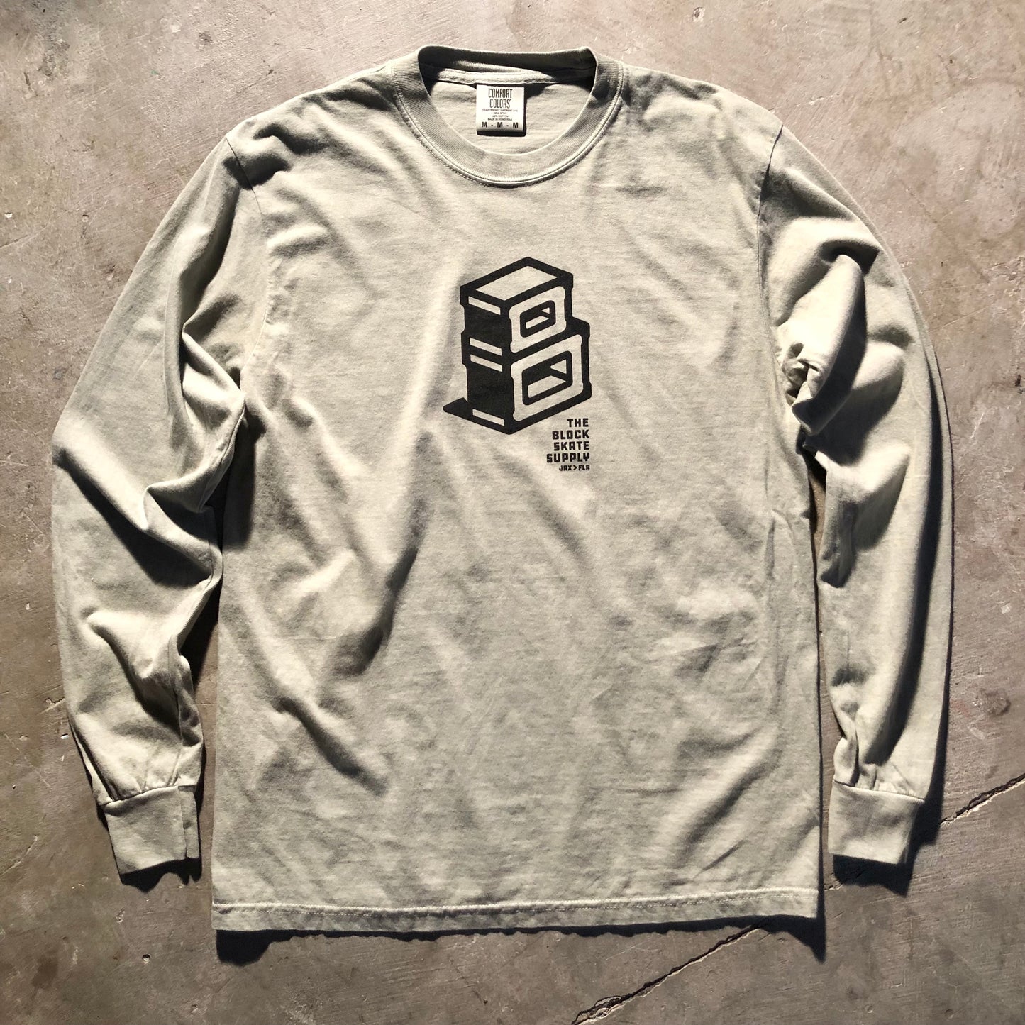 Block - Roots Centerpiece Logo Long Sleeve Tee - Washed Khaki
