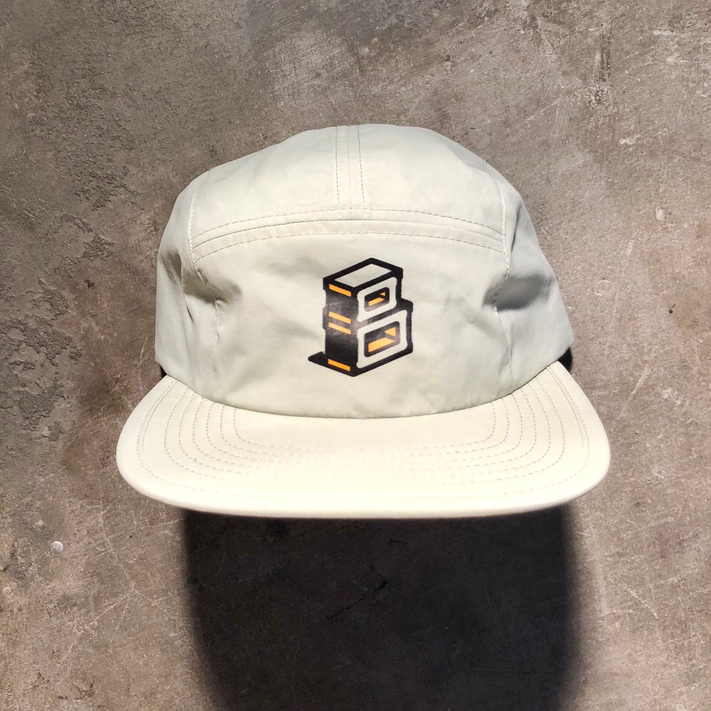 Block - Roots B Logo 5-Panel Nylon Strapback Hat - Seafoam