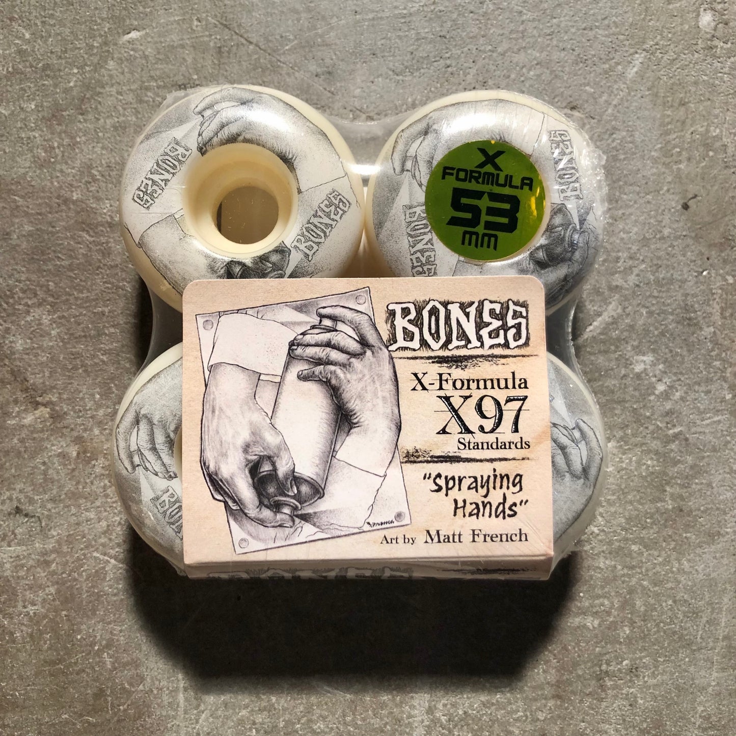 Bones Wheels - X-Formula Spraying Hands V1 Standard 97A 4PK Skateboard Wheels