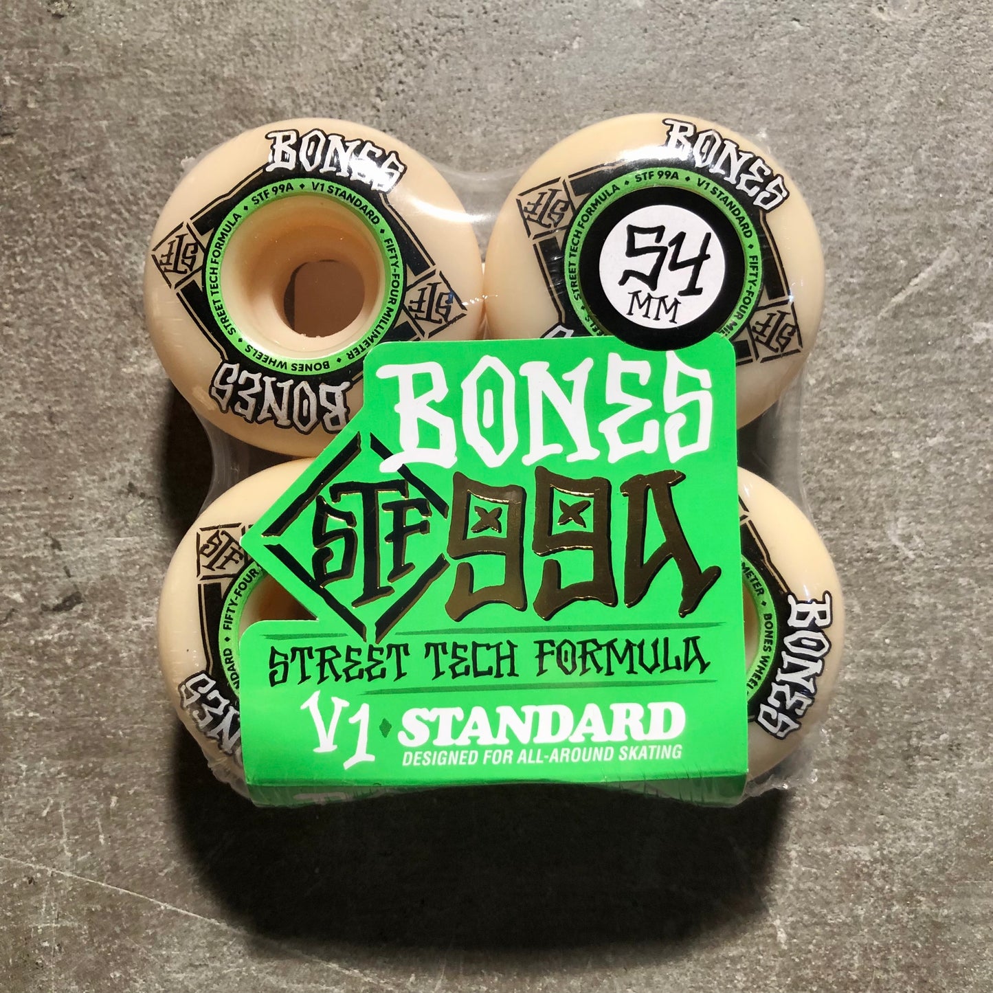 Bones Wheels - STF Standard V1 99A 4pk White Skateboard Wheels - 54mm