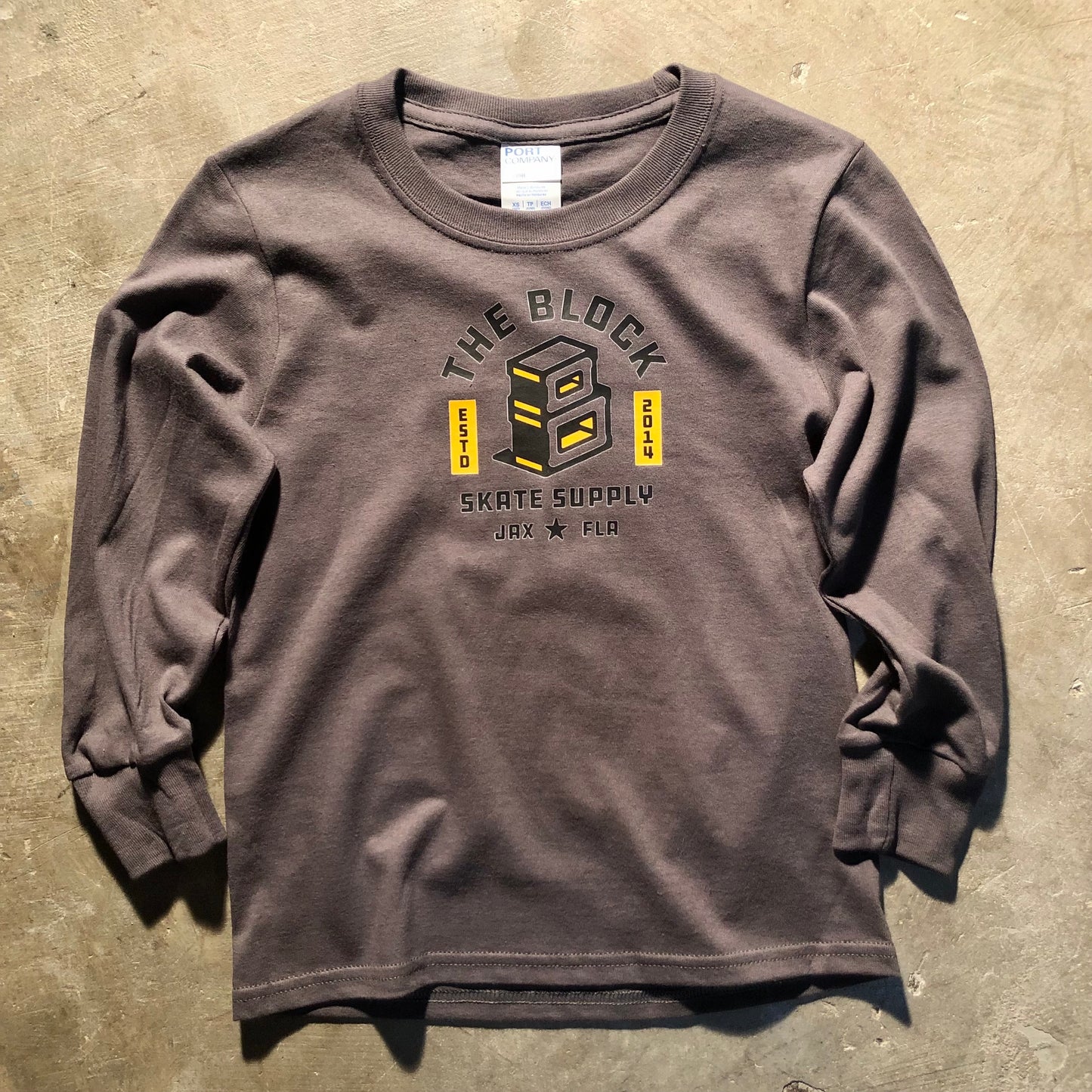 Block - Kids Youth Roots Logo Long Sleeve T-Shirt - Charcoal