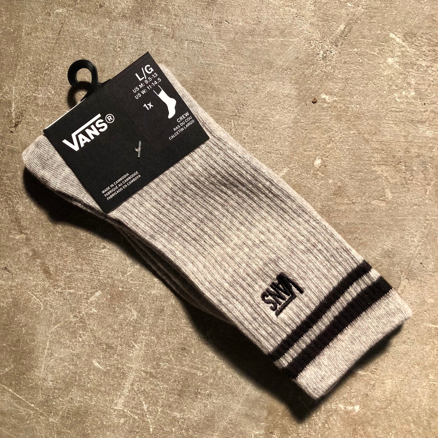 Vans - Stretch Logo Crew Sock - Heather Grey (Large)