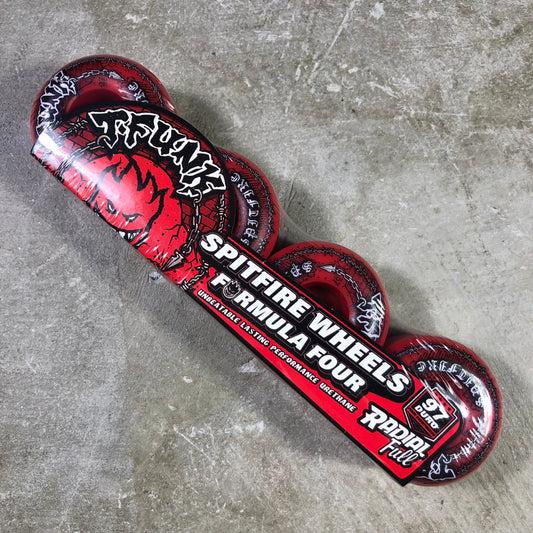 Spitfire - T-Funk Formula Four 97d Raw Radial Full Wheel - Red 57mm