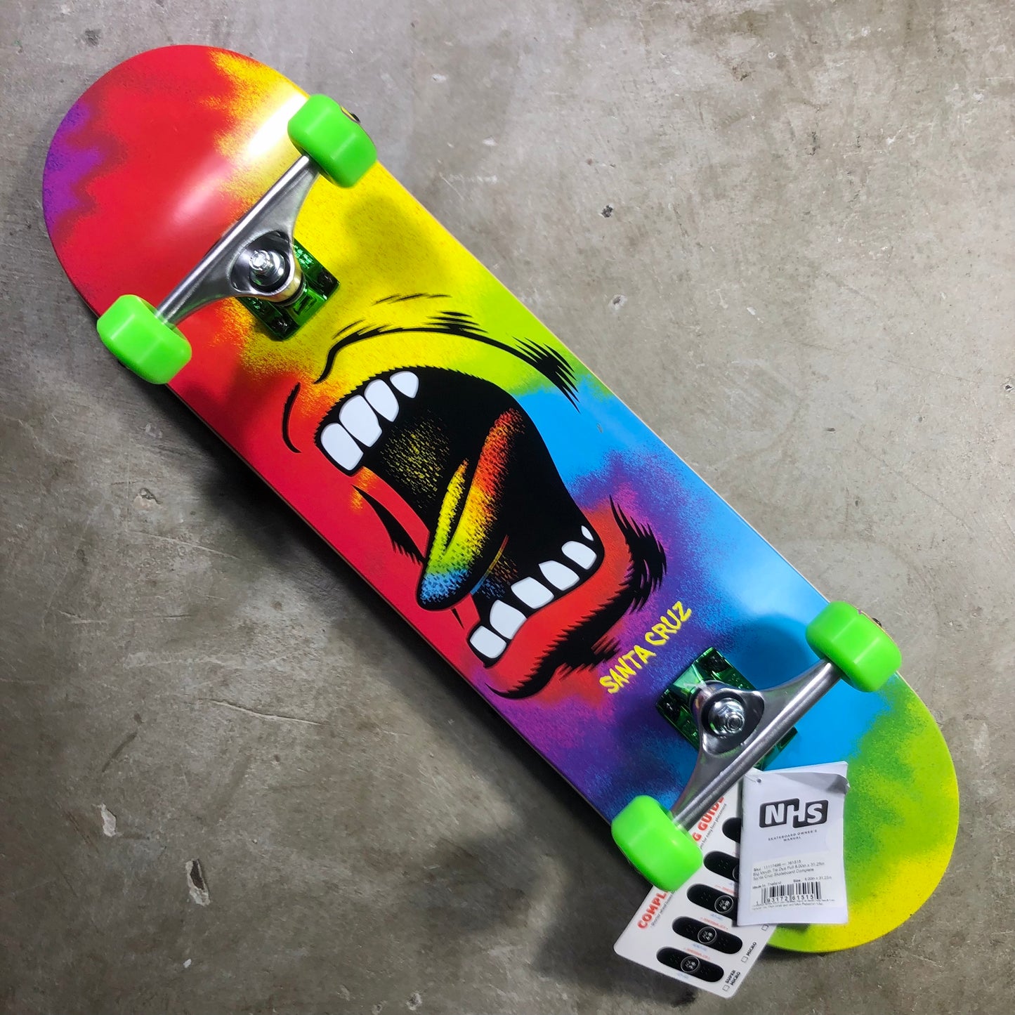 Santa Cruz Skateboards - Big Mouth Tie Dye Full Complete Skateboard - 8.0"