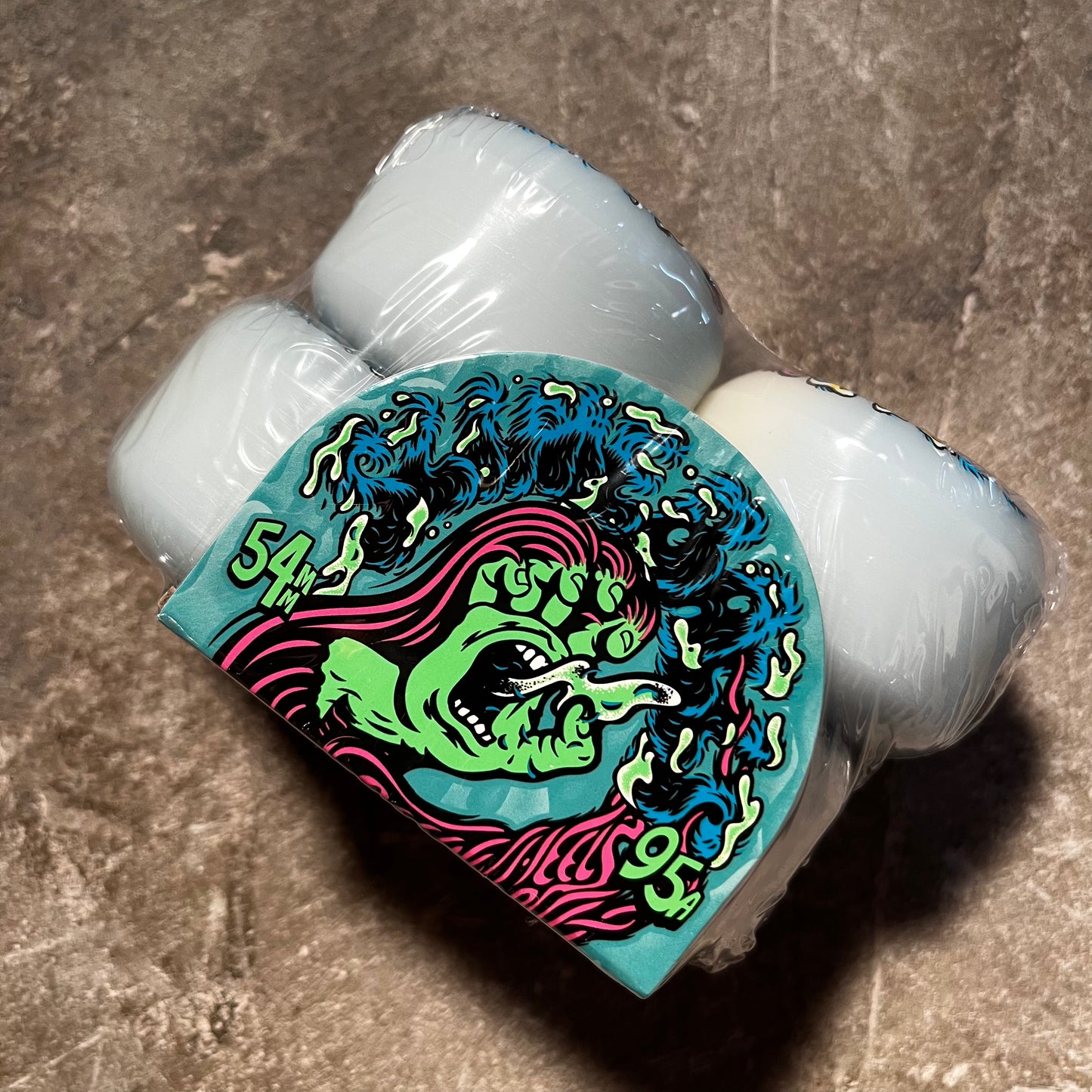Slimeballs Wheels - Hairballs 50-50 White/Teal Wheel - 54mm 95a