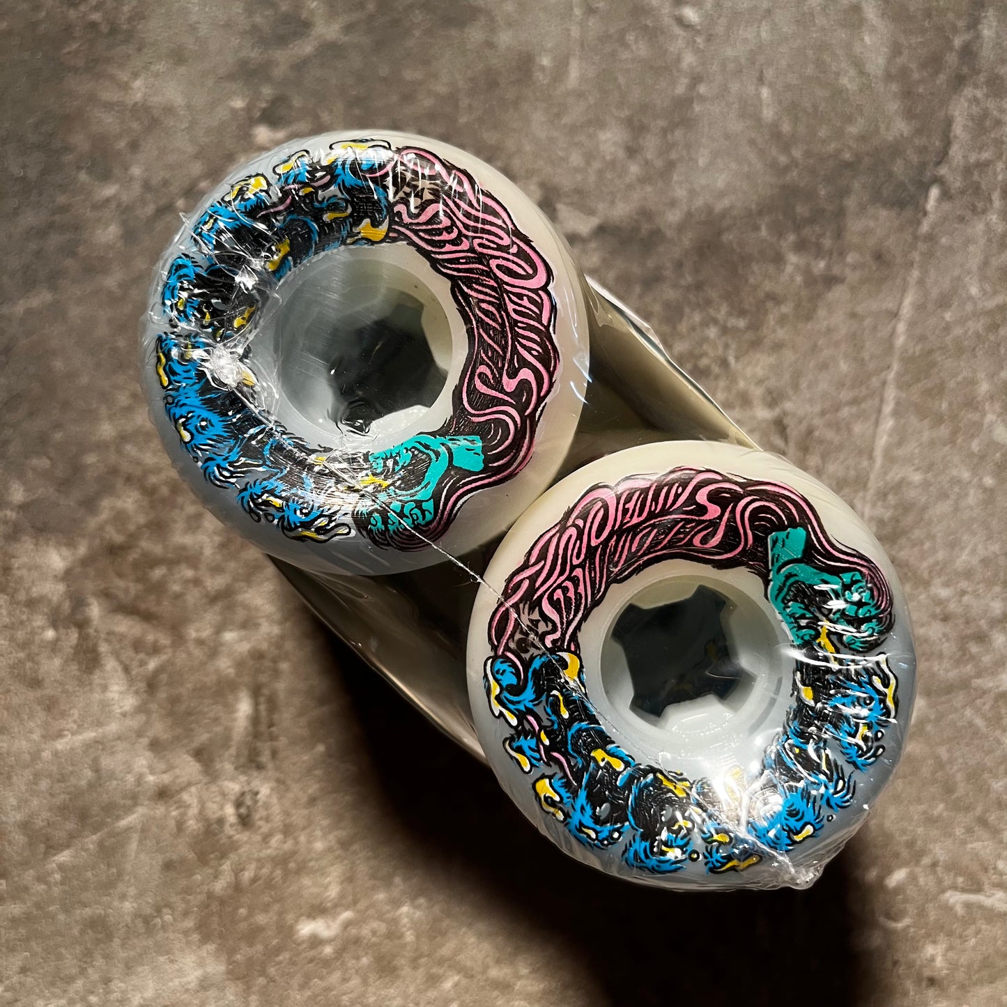 Slimeballs Wheels - Hairballs 50-50 White/Teal Wheel - 54mm 95a