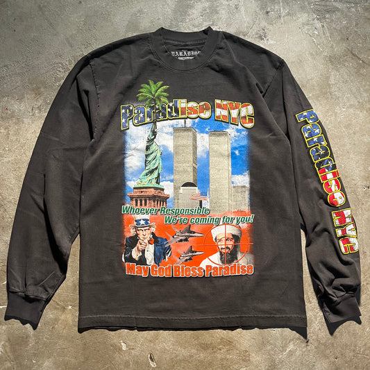 Paradise NYC - God Bless Paradise Long Sleeve T-Shirt - Vintage Black