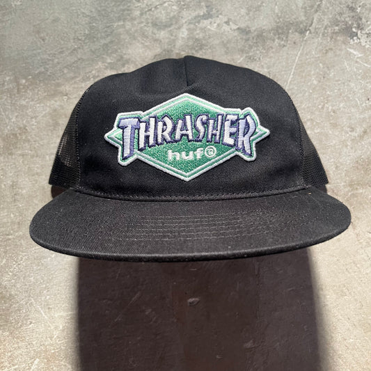 HUF - Thrasher Logo Twill Trcuker Hat - Black