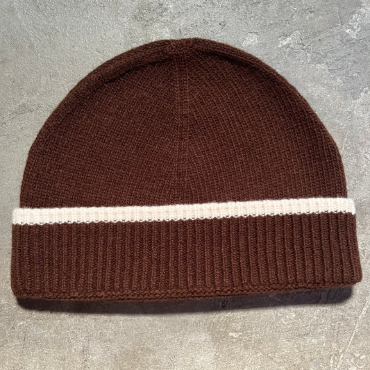 Sneeze Magazine - Contrast Stripe Wool Beanie - Brown