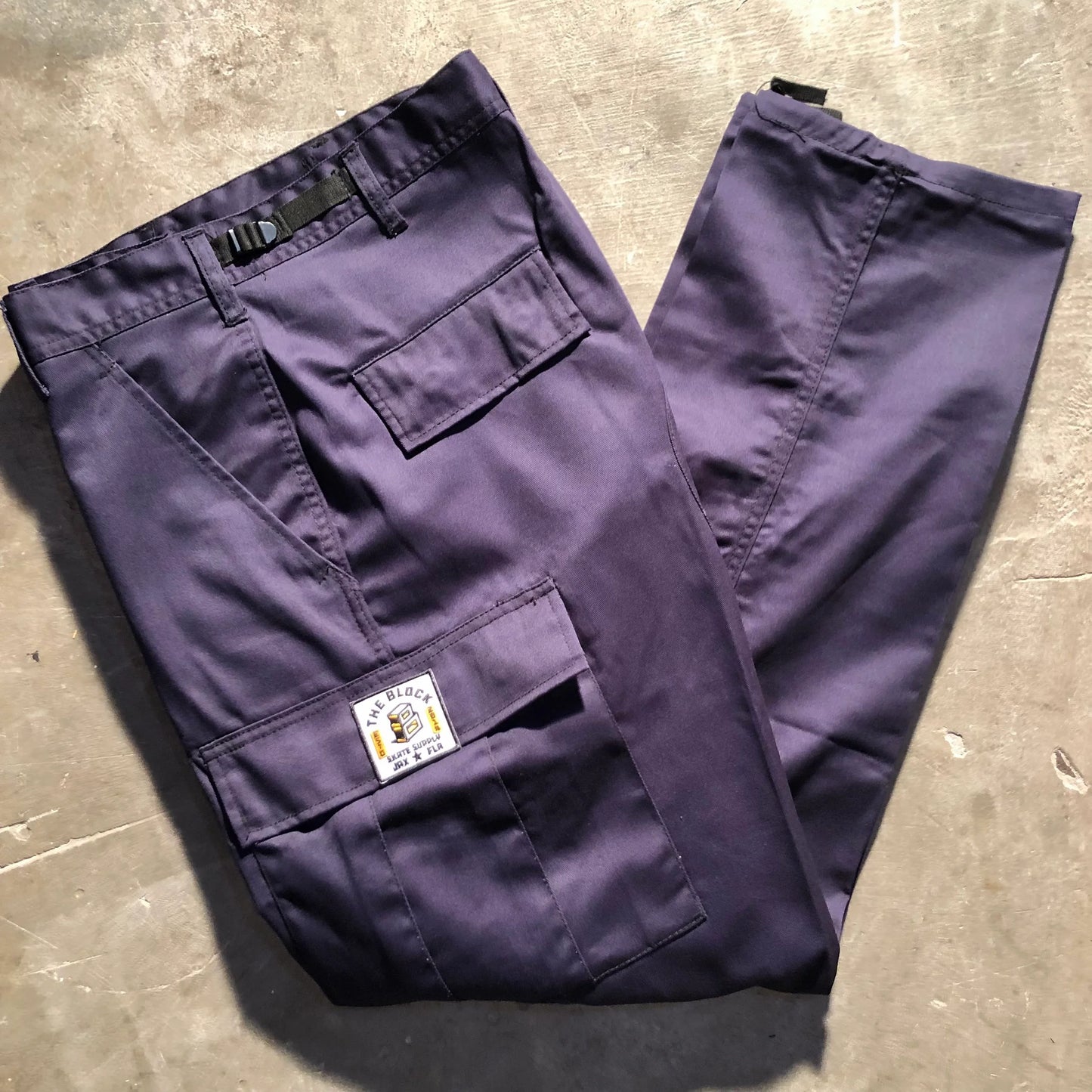 Block - Roots Logo Cargo Pants - Navy Blue