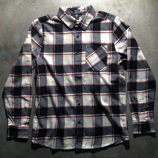 Volcom - Caden Plaid Long Sleeve Flannel Bleached Sand - Small