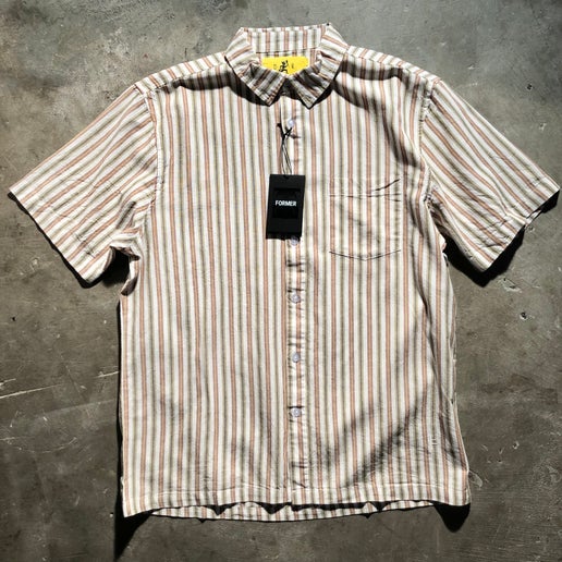 Former - Reynolds Striped Shirt - Ochre - Size Medium