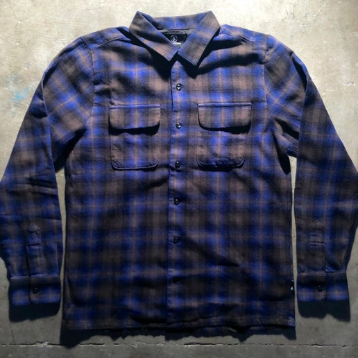 Volcom - Skate Vitals Grant Taylor Long Sleeve Flannel Shirt - Navy - Size Small