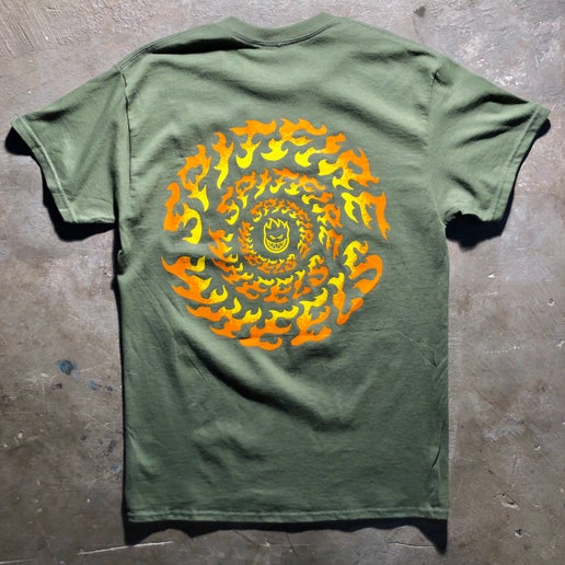 Spitfire - Torched Script T-Shirt - Military Green - Size Small