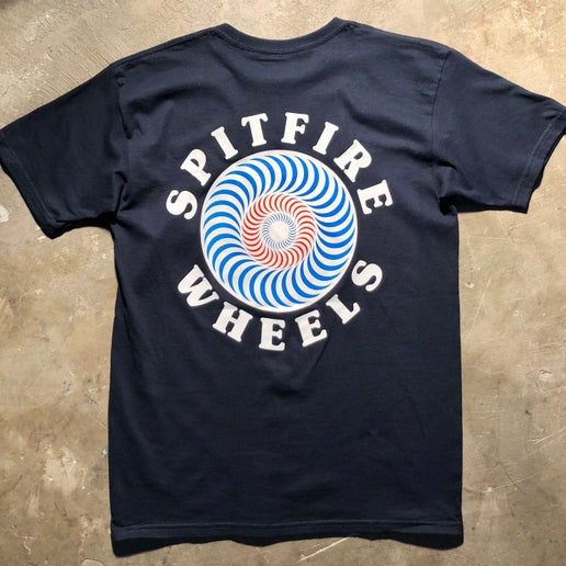 Spitfire - OG Classic Fill Tee - Navy - White - Red - Size Small