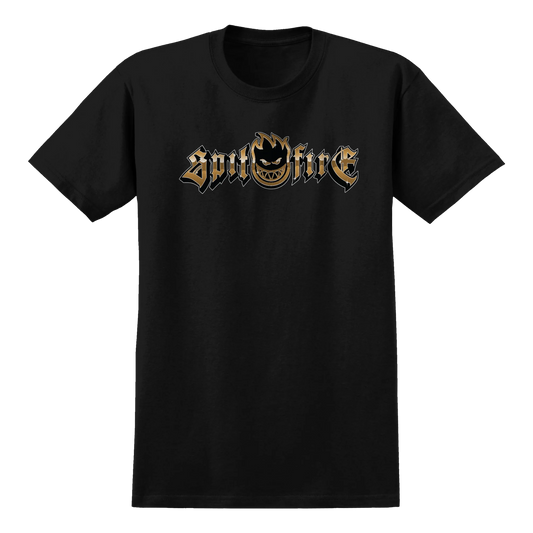 Spitfire Wheels - Gold Chrome T-Shirt - Black