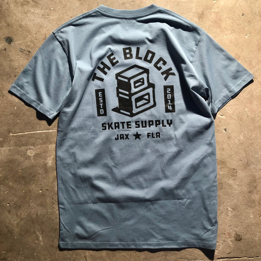 Block - Roots Logo Tee - Stone Blue