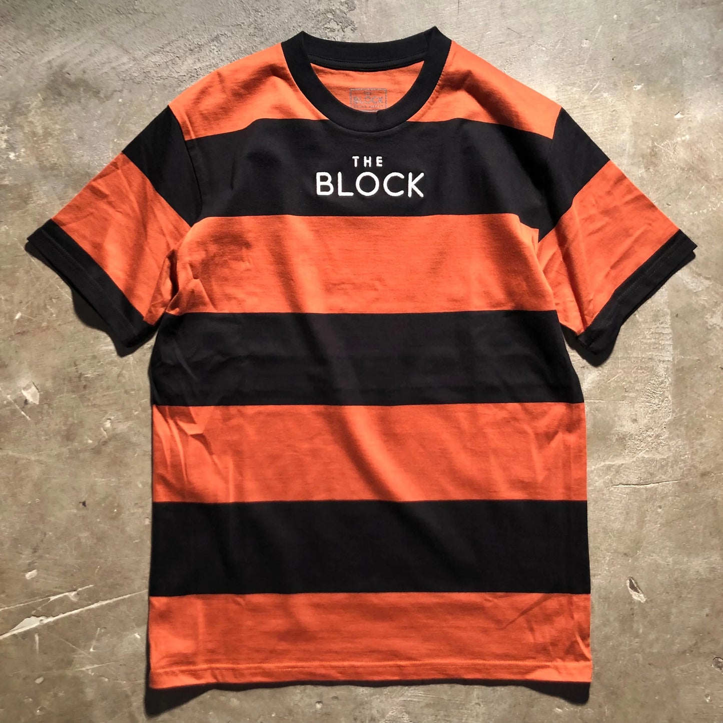 Block - Striped Logo Tee - Black - Orange