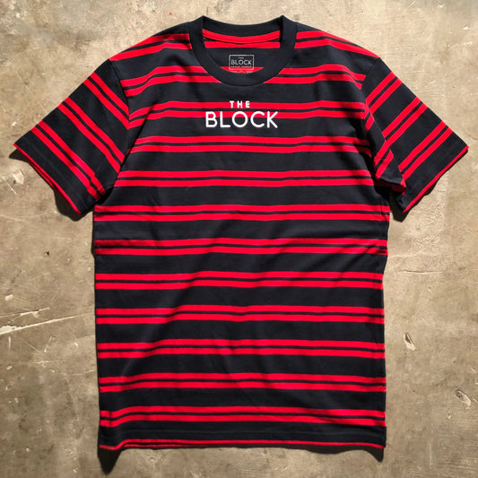 Block - Striped Logo Tee - Red - Blue