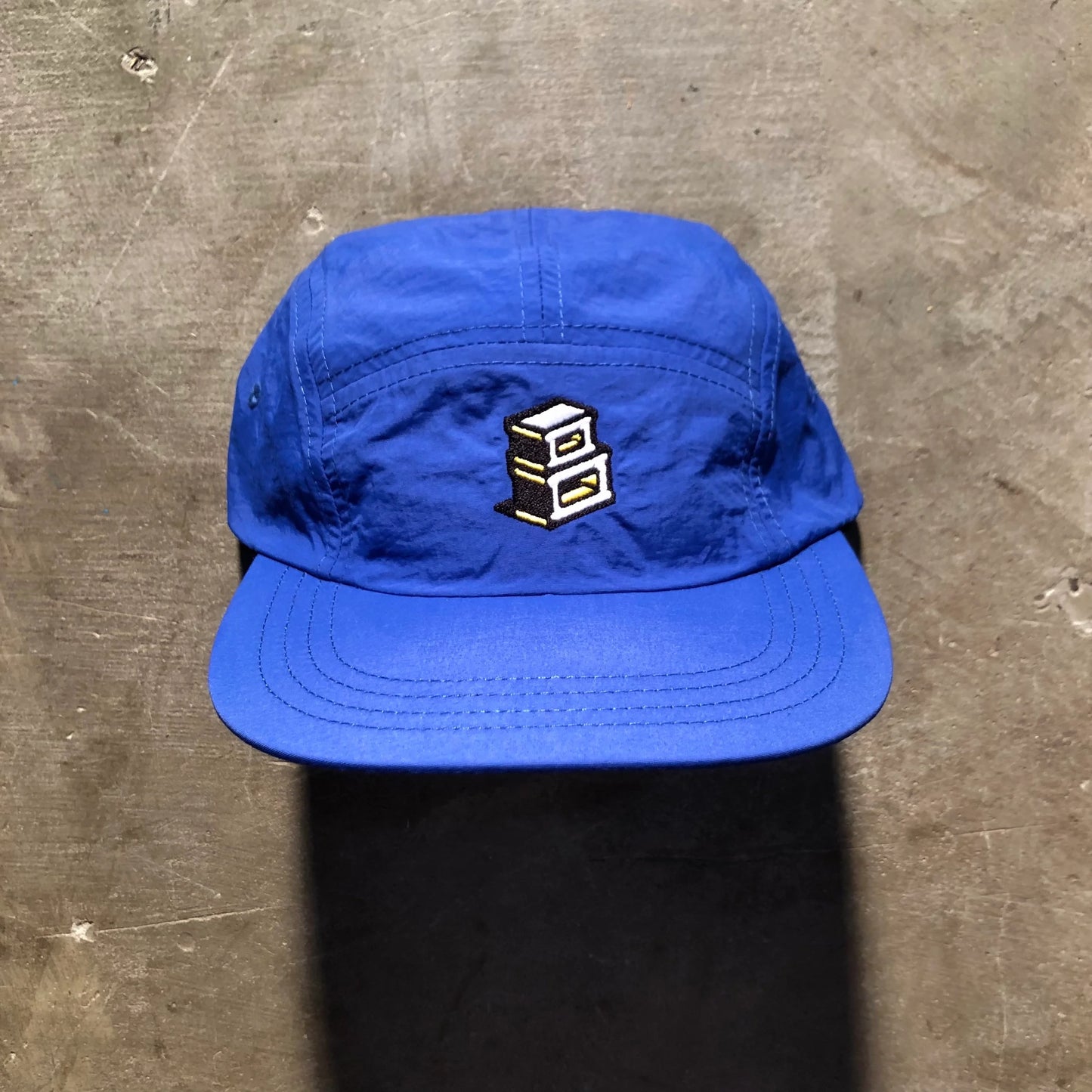 Block - Roots Logo Nylon 5 Panel Camper Strapback Hat - Royal