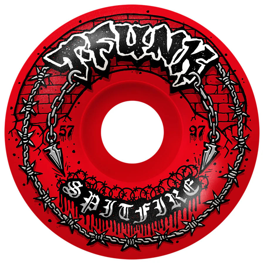 Spitfire Wheels - T-Funk Formula Four 97d Raw Radial Full Wheel - Red 57mm