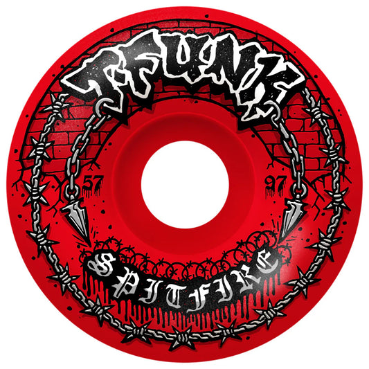 Spitfire Wheels - T-Funk Formula Four 97d Raw Radial Full Wheel - Red 57mm