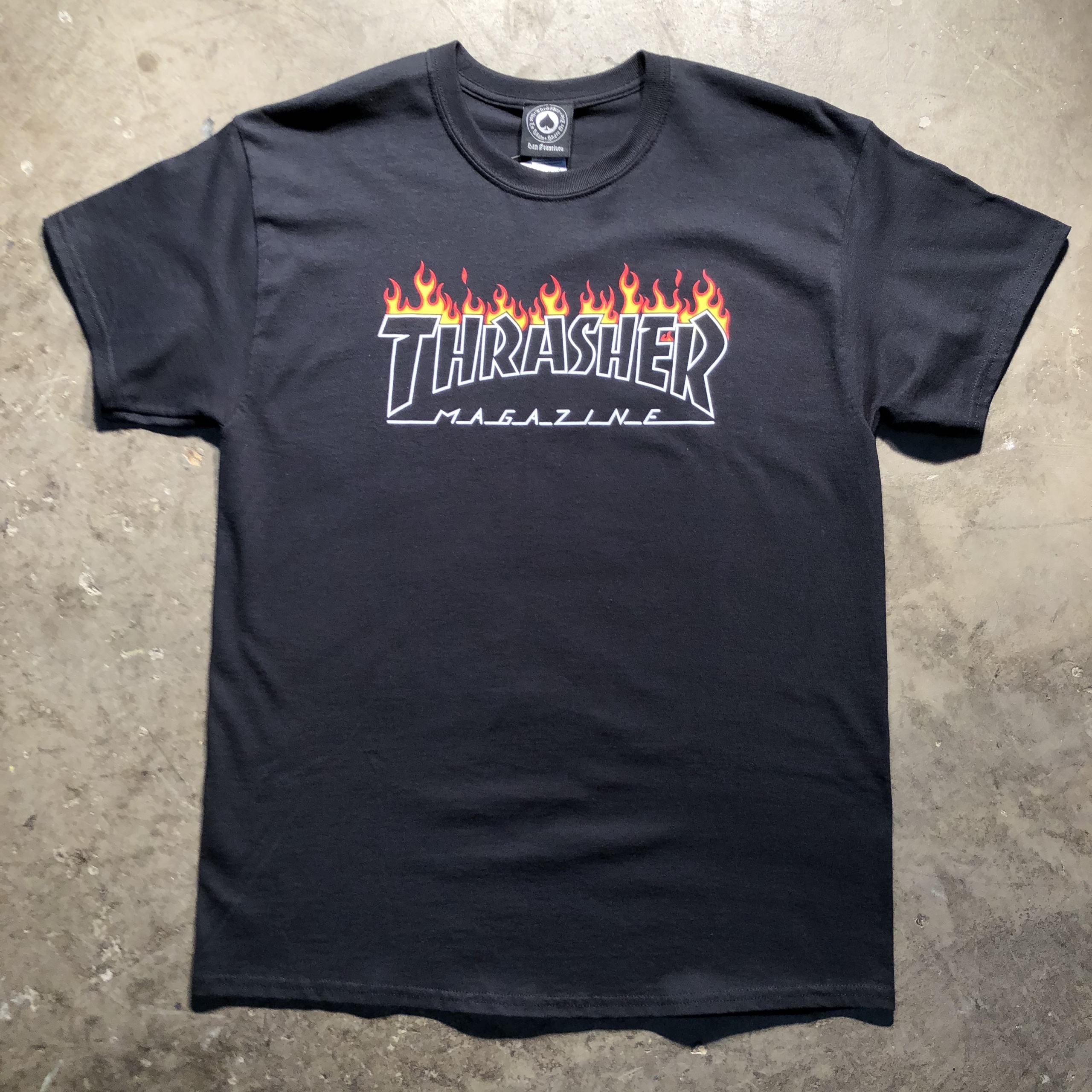 Thrasher - Flame Outline Logo T-Shirt | The Block Skate Supply